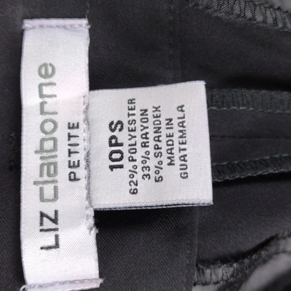 Liz Claiborne Petite Black Mid Rise Flat Front Straight Leg Career Trouser Pant - Picture 6 of 15